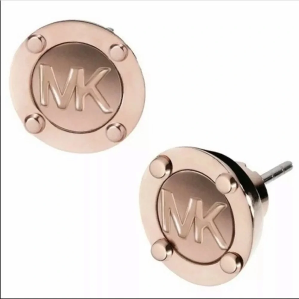 Michael Kors Rose Gold Logo Stud Earrings – NWT - Picture 2 of 4